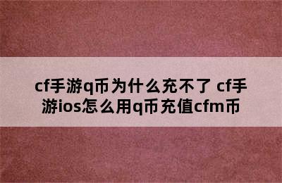 cf手游q币为什么充不了 cf手游ios怎么用q币充值cfm币